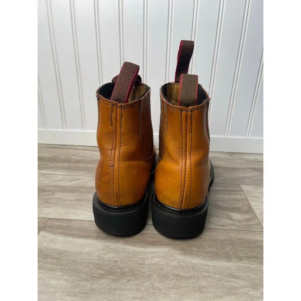 Boots Mens 12 D Workmen-V Leather Chelsea Work Pull On Goodyear Welt Honey Used